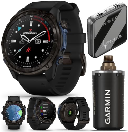 Wearable4U Garmin Descent Mk3i Titanium Dive Computer with T2 Transceiver and Silicone Band