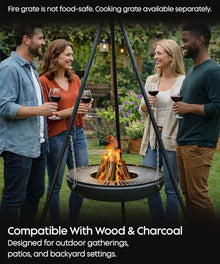 eldimer no.04 - Wood Burning Carbon Steel Fire Pit 23.6" - Industrial Outdoor Fire Bowl for Backyard and Patio