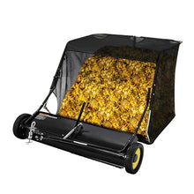 44" Lawn Sweeper Tow Behind, Grass Sweeper Tow Behind Ft Large Hopper, Heavy Duty Leaf & Grass Collector, Adjustable Brush Height Lever and Dumping Rope, Lawn and Yard Cleanup Tool