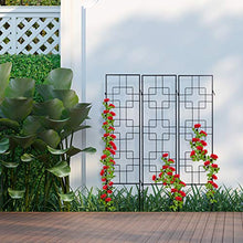 Relaxdays Metal Trellis, Set of 3, for Pluging, Trellis for Climbing Plants, 122 x 30.5 cm, Trellis Garden, Black