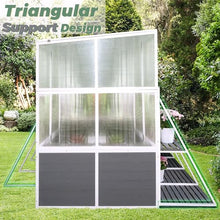 CIATRE Wooden Lean-To Greenhouse, Heavy Duty Outdoor Walk-In Garden Shed, White+Gray