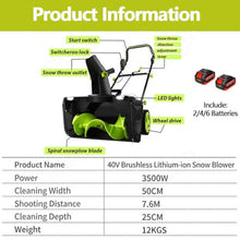 Ymnogjie 40V Cordless Snow Blower,Electric Snow Thrower Pro 2Batteries