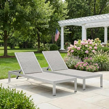 Outdoor Escape Gray Aluminum Chaise Lounge Set of 2, Durable Weatherproof Construction, Comfortable Cushioned Seats, Sleek Modern Design for Patio, Garden