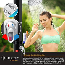 KESSER Solar Shower 40 Litre Solar Garden Shower with Metal Shower Shelf & Protective Cover Hot Water Max 60°C Without Power Connection Pool Shower Camping Rain Shower Head and Tap Black