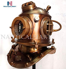 NauticalMart Boston Antique 18" U.S. Navy Diving Helmet Replica Brown