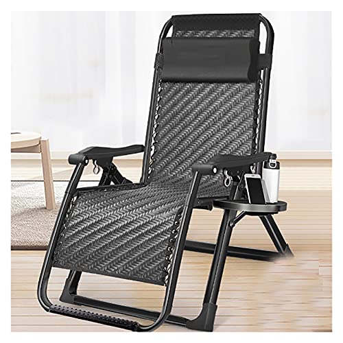 NABEIM Gravity Chair,Padded Folding Reclining Lounge Rattan Chair,Beach Lounge Chairs with Adjustable Headrest Cup Holder,Recliner Outdoor Camping Garden Patio Lawn Deck Chair (Color : Style-6)