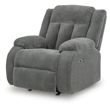 Duke Power Rocker Recliner Chair, Pillow Top Arms, USB Ports, Gray Velvet