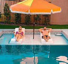 Aqua Chairs Aqua Outdoors In-Pool Chaise Set - 2 Chaises, 2 Headrest Pillows & 1 Side Table - Classic White/Grey