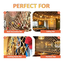 Natural Jute Hemp Rope Net, Heavy Duty Climbing Safety Net for Kids, Multi-Use Outdoor Protection Rope Netting for Playground Balcony Railings Stairs Fence Gar(Size:1M×9M(3.3FT×29.5FT),Color:Jute)