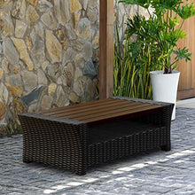 Atlantic Hibiscus Black Synthetic Wicker Coffee Table with Plastic Wood Top