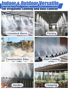 Outside Patio/Porch Misting Cooling System with Water Filter & Mist Nozzle