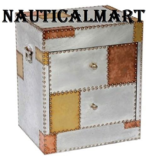NauticalMart Silver and Copper Industrial Style Aluminium Side Table (50 X 38 X 60CM)