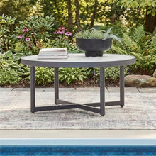 Signature Design by Ashley North Island Outdoor Coffee Table, Contemporary Patio Table With Marble Look Sintered Stone Top, Rust-Resistant Aluminum for Porch or Patio, Gray