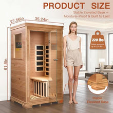 INFRADELUX Personal Far Infrared Sauna for Home Use, 1 Person Low EMF Indoor Sauna, 960W/120V with 6 Carbon Heating Panels, Elevated Base, Built-in Speakers, Control Panel & Tea Tray,35 × 27 × 61 Inch