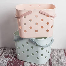 Plastic Storage Basket Collapsible with Handle - Portable Outdoor Picnic Basket Space Saving Storage Basket for Kitchen Shelves Bathroom,Green (Pink)