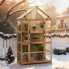 MCombo Wooden Greenhouse with Roof & Adjustable Shelves, 0826 (Natural)