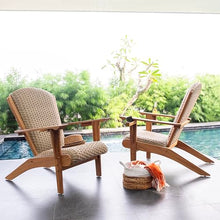 Cambridge Casual 2-Piece Camden Teak Adirondack Chair Set, Rustik Cream Wicker, Weather-Resistant with Built-in Holders