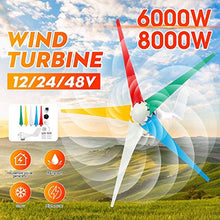 8000W AC Permanent Wind Turbines Generator 12/24/48V W/Controller 5-Nylon Blades Household Power Generator for Solar Streetlight 12v 8000w (12v 6000w)