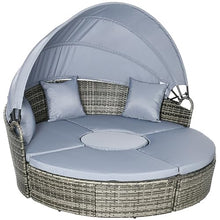 YWMLFZ 4pc Rattan Patio Furniture Set,Round Convertible Daybed Or Sunbed,Sectional Outdoor Sofa