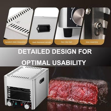 Automatic Steak Smoker Broiler,Electric Steak Broilerw/Glove,1700w/3400w Indoor Commercial Steak Grill-4/8 Grilling Slots,Time Temperature Adjustable For Beef Chicken Vegetables,A