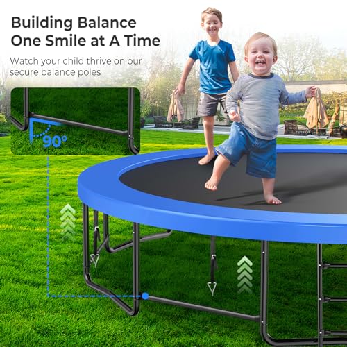 Lyromix 16FT Pumpkin Trampoline with Sprinkler & Basketball Hoop Navy Blue