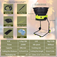 XUXIAO Bladeless Electric Mulcher, 54cm Feed Hopper Opening, 8,000 RPM, Efficiently Mulches 208L/Min, for Garden Debris, Leaves and Branches 10MPowerCord