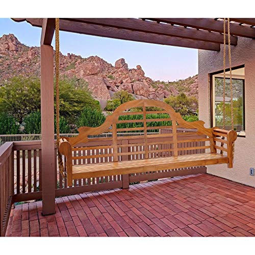 MISC Teak Wood Double Outdoor Porch Swing 66 Inch Brown Water Resistant Weather