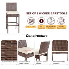 Outdoor Bar Set for Patio 6pcs Outdoor Bar Tables and Chairs Set All Weather Bar Height High Top Outdoor Tables and Chairs Wicker Bar Stools Set of 4 Tall Patio Table for Outside Balcony Brown (Beige)