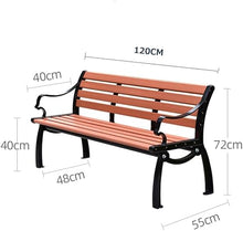 ERoomQ Outdoor GThe Bench,Park GThe Terrace Benches Leisure Bench, Weatherproof Outdoor Bench with Cast Iron Frame and Anticorrosive Solid Wood, 2-3 Seat Courtyard Bench with Backrest