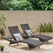 roomfitters PE Wicker Chaise Lounge with Arm for Outdoor Relaxation, Adjustable Backrest, Stylish Patio Furniture, Comfortable Seating, Perfect for Sunbathing, Brown (Set of 2)