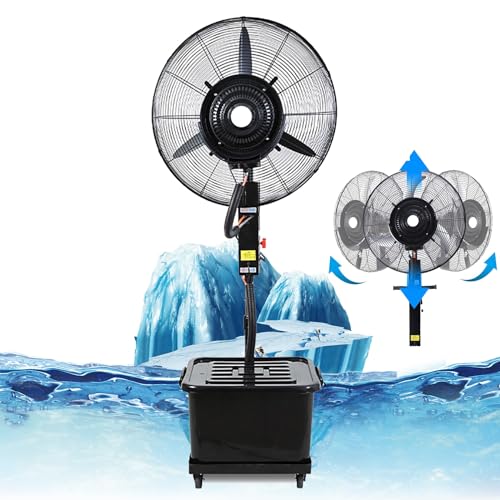CUTPOIY Portable Oscillating Misting Fan with 42L Tank, 3 Speeds for Patio Cooling, 30in, Adjustable-650mm (26in)