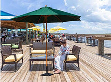 RWGOVLU 2.7M Garden Parasol Sun Shade Outdoor Umbrella 8 Sturdy Ribs with Crank and Tilt Mechanism for Lawn, Deck, Patio and Balcony, Khaki