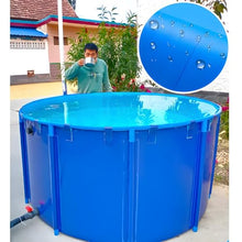 Zfmnoyev Canvas Fish Pond Pool, Round Thickening Fish Pond Pool, Large Collapsible PVC Fish Pond, Pool Above Ground with Framed, for Koi Culture Agricultural Irrigation(3x1m)