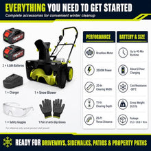 Electric Snow Blower Cordless, 40V, 20-in Wide Clearing