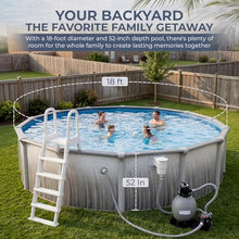 Blue Wave Martinique 18-ft Round 52-in Deep Hard Sided Above Ground Pool Kit with 7-in Steel Top Rails, Dual-Speed Sand Filter System, Ladder, Liner, Skimmer & Maintenance Kit – 7,200 Gallon Cap