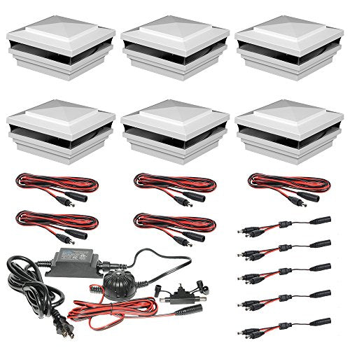 WEATHERABLES Cape May 4x4 Post Cap Lights – Durable Low Voltage Post Lights with Photocell Sensor and Easy Installation for Vinyl Decks, Patios, Porches and More (6 Caps)