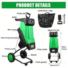 Sushangmao 2400w Electric Wood Chipper,Garden Shredderand,with 50l Collection Bag and 2 Sets of Manganese Steel Blades,Crush Up to 1.57 Inches,Anti-Jam Design,for Garden Debris and Branches