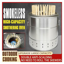 barrel smoker Smokeless Barbecue Hanging Grill With 28 Skewers Stainless Steel Charcoal BBQ Stove Charcoal Braised Grill Barrel Large Capacity Portable 360° All Round Roasting Oven (Size : 42cm*39cm