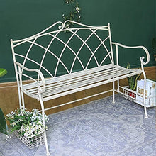 HHHJQFAAT Park Terrace Bench Outdoor Benches Weatherproof and Rust-Proof Cast Iron Retro Garden Bench 2-Seater Courtyard Bench with Storage Basket