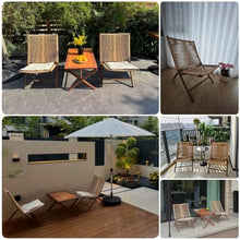 Labasuan Foldable Patio Bistro Set, Outdoor All-Weather Patio Furniture with Cushions & Table, PE Faux Rattan Folding Adirondack Chair for Garden, Balcony & Backyard(3-piece Set)