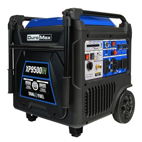 DuroMax XP9500iH 9,500-Watt Dual Fuel Portable Digital Inverter Generator - Gas & Propane, Remote Electric Start, RV & Emergency Ready