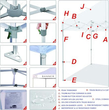 Eurmax USA Pro 10'x10' Pop up Canopy Tent with 4 Enclosure Walls,White