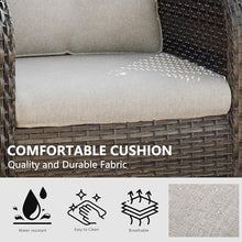 MeetLeisure 5 Piece Outdoor Patio Furniture Set Wicker Conversation Bistro Set Swivel Rocking Chairs with Side Table and Ottomans for Backyard, Porch, Deck(Mixed Grey/Beige)
