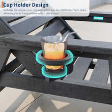 Garvee Lounge Chair Outdoor Set of 4 with Wheels & 5-Position Adjustable Backrest, Oversized Chaise Lounge with 2 Move Handle, HDPE Lounge Chair w/Detachable Cup Holder, for Patio, Pool,Dark Gray