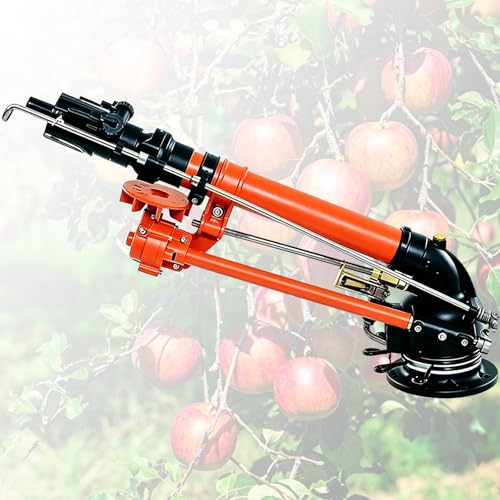 Turbine Sprinkler Gun, Heavy Duty Farm Watering Equipment, 360° Large Area Watering Spray, 25-55m Range, 16-22mm Nozzle, with Pressure Gauge, for Farmland Irrigation, Farm, Orchard