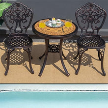 DUYHBAWRS 3PCS Patio Bistro Set Round Table Chairs All Weather Cast Aluminum Yard