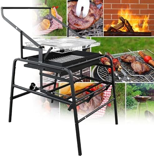 Outdoor Barbecue Grill, Portable Stainless Steel Charcoal BBQ, 360° Rotating Design for Camping, Travel, and Party