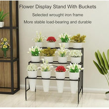 WXFJHH Flower Display Stand with Flower Buckets, Movable Plant Cart Shelf Cut Flowers Container Shelf, Florist Plant Display Shelves Flower Shelf Ladder, Florist Bouqu(Bucket-75×60×88cm)