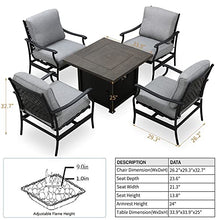 PatioFestival Patio Conversation Set with Propane Fire Pit and Rocking Chairs, 5 Pcs Grey