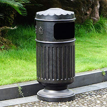 YUHUAWF Outdoor Trash Can Outdoor Trash Can Cast Aluminum Recessed Panel Garbage Can Single Outdoor Metal Waste Bin with Decorative Panel, 10.5 Gallons in Backyard, Deck, or Patio